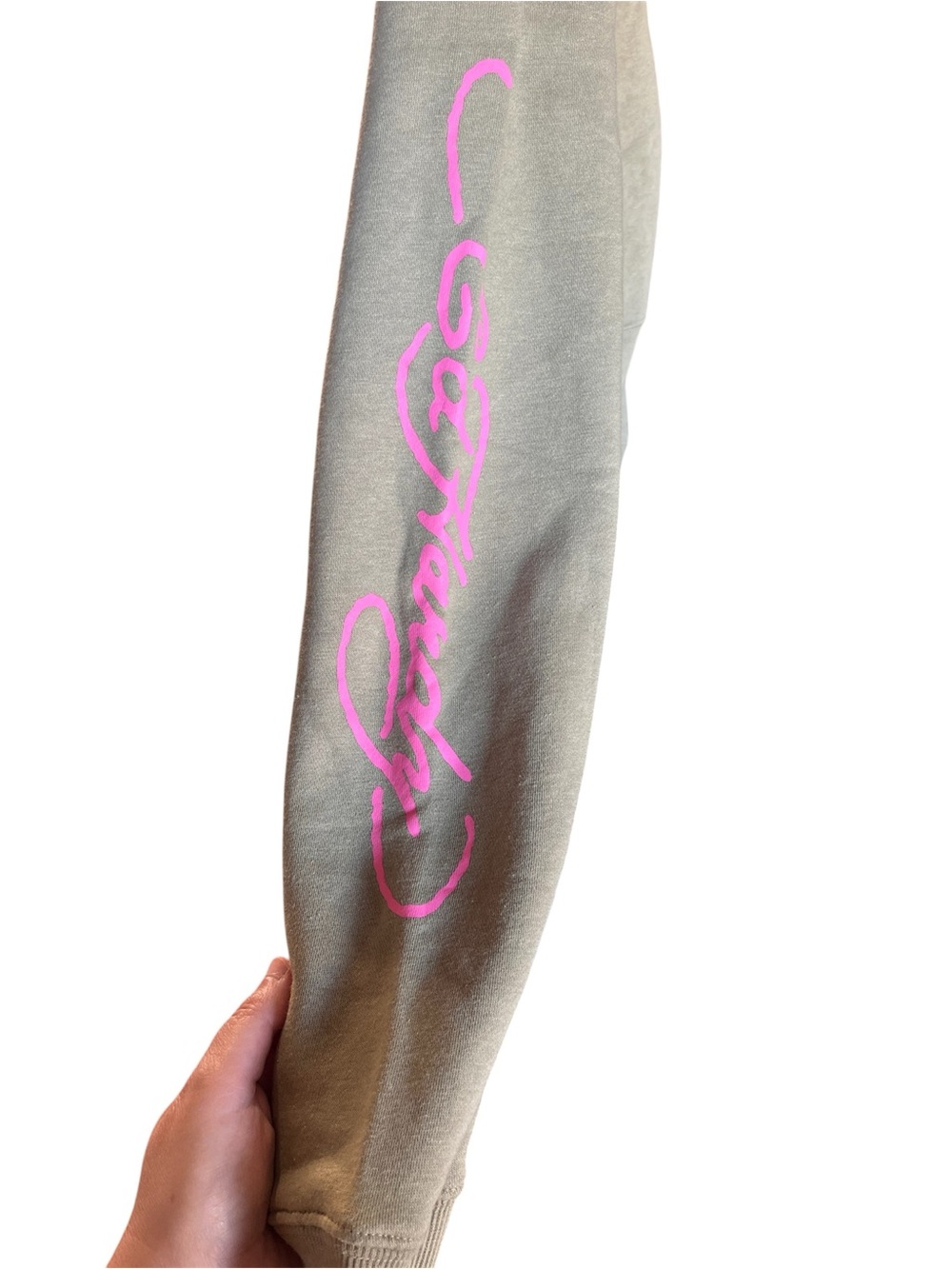 Ed Hardy Green Cropped Crewneck Sweatshirt with Pink Graphic Large - Picture 2 of 9